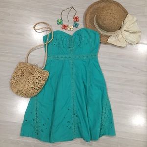 Boho eyelet strapless dress by Pin and Needles